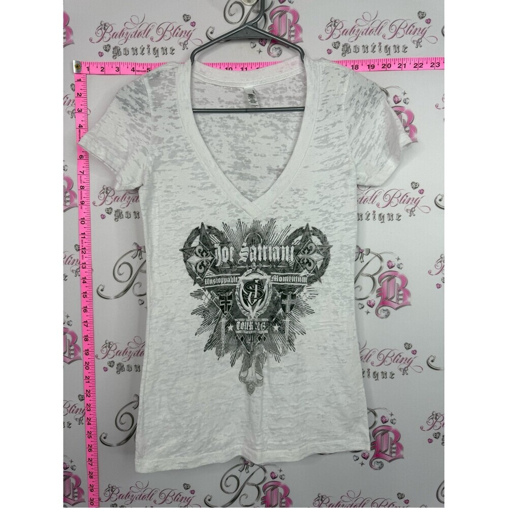 Next Level Apparel JOE SATRIANI tour 2013 shirt White V-Neck Graphic Tee